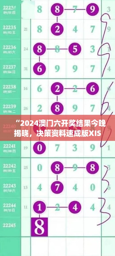 “2024澳门六开奖结果今晚揭晓，决策资料速成版xis342.33发布”